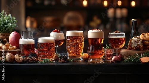 Celebration of Craft Beer in Diverse Glassware Display
