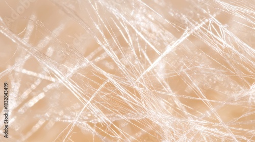 Intricate Spider Silk Thread Glistening in Light - Macro Close-Up Shot of Delicate Natural Fiber Detail