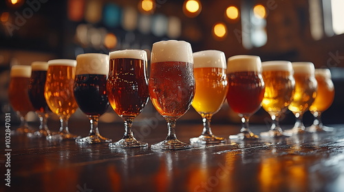 Celebration of Craft Beer in Diverse Glassware Display