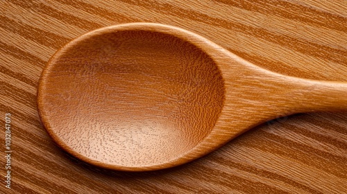 Exquisite Close-Up of Handcrafted Wooden Spoon with Smooth Grain and Warm Tones | Ultra-Detailed Kitchenware Photography