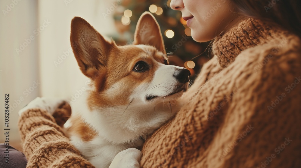 A dog stares lovingly at his owner. generate ai A dog stares lovingly at his owner. generate ai