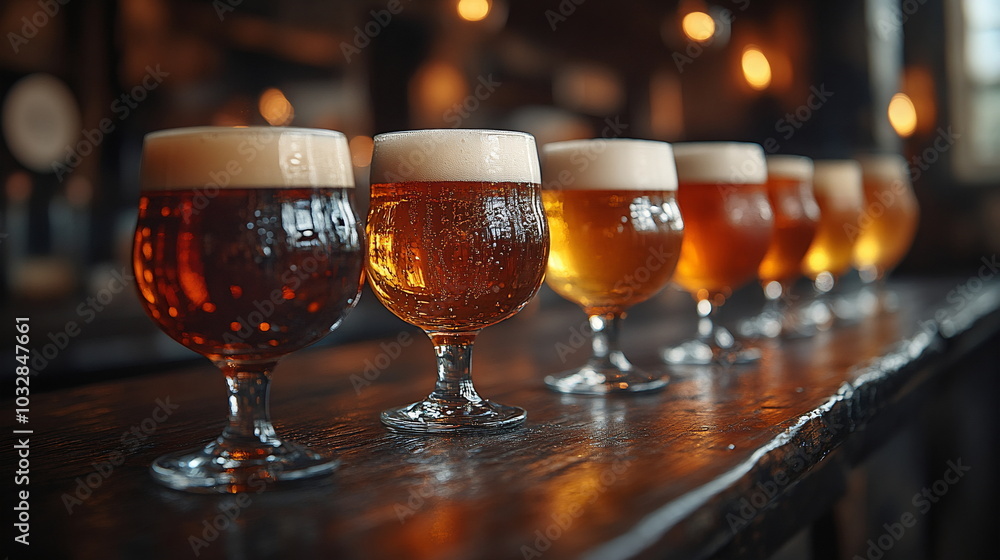 Celebration of Craft Beer in Diverse Glassware Display Celebration of Craft Beer in Diverse Glassware Display