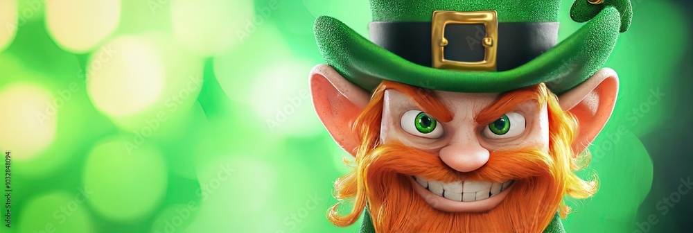 3D animated leprechaun St Patricks Day, solid background, copy space 3D animated leprechaun St Patricks Day, solid background, copy space