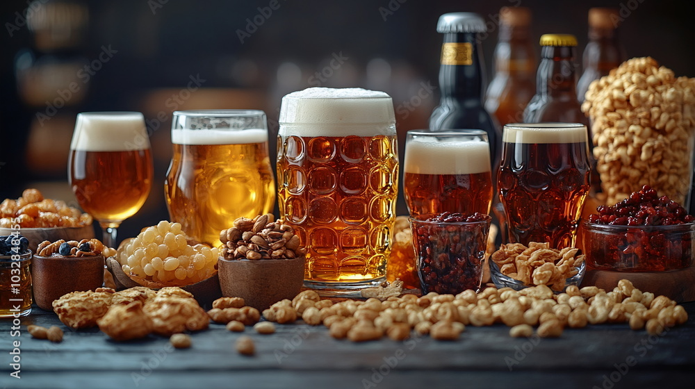 Celebration of Craft Beer in Diverse Glassware Display Celebration of Craft Beer in Diverse Glassware Display