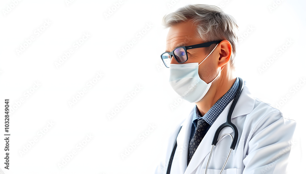 Doctor looking at files isolated with white highlights, png Doctor looking at files isolated with white highlights, png