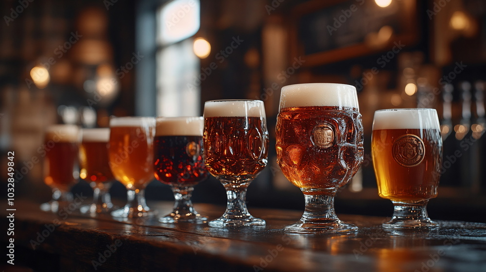 Celebration of Craft Beer in Diverse Glassware Display Celebration of Craft Beer in Diverse Glassware Display