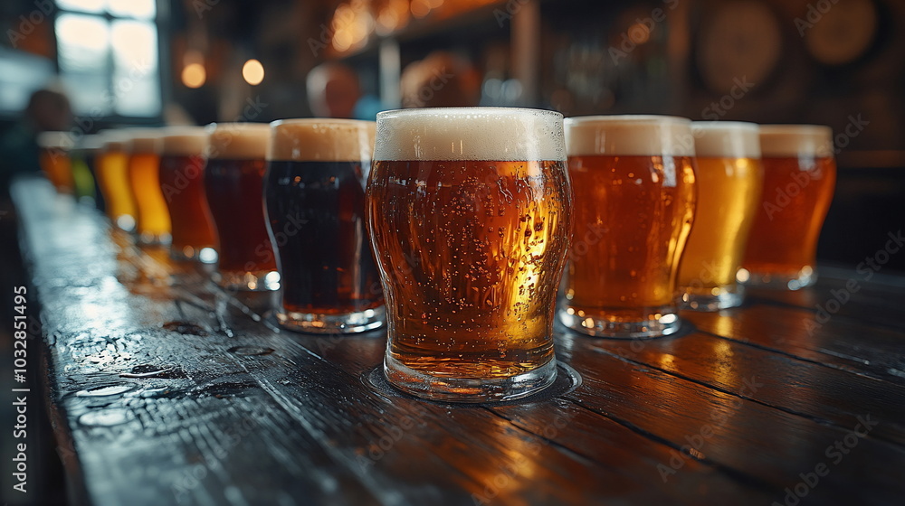 Celebration of Craft Beer in Diverse Glassware Display Celebration of Craft Beer in Diverse Glassware Display