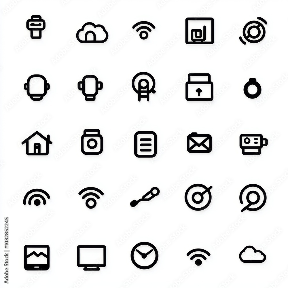 Internet of things icon set. IOT symbols with flat outline design. Internet of things icon set. IOT symbols with flat outline design.