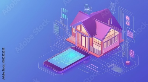 Connectivity and control of devices through the home network. IoT doodle background.