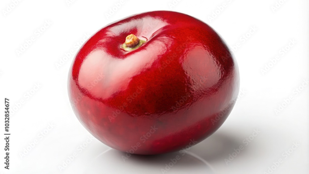Glossy cranberry displayed on a white surface highlighting its vibrant color. Generative AI Glossy cranberry displayed on a white surface highlighting its vibrant color. Generative AI
