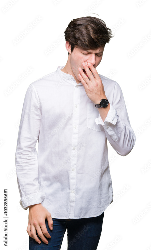 Young handsome business man over isolated background bored yawning tired covering mouth with hand. Restless and sleepiness. Young handsome business man over isolated background bored yawning tired covering mouth with hand. Restless and sleepiness.