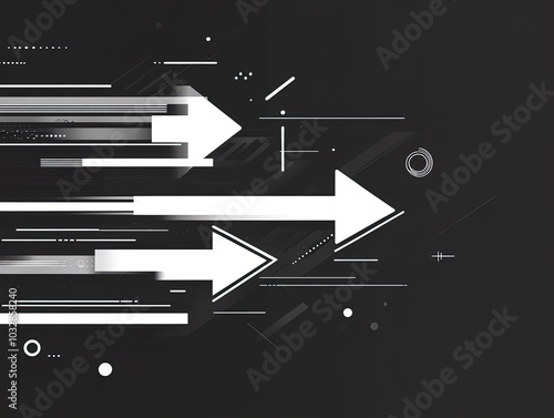 Modern Monochrome Arrow Illustrations: Unique Linear and Curved Designs Perfect for Sporty Interiors and Motivational Posters