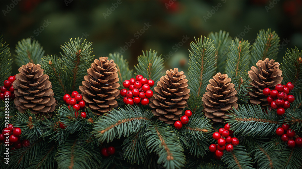 Holiday background of Christmas tree branches, spruce, juniper, fir, larch, pine cones with light. Xmas and New Year theme Holiday background of Christmas tree branches, spruce, juniper, fir, larch, pine cones with light. Xmas and New Year theme