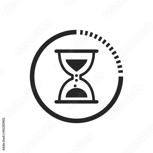 Sand glass hourglass icon time concept vector illustration in circular shape isolated on white