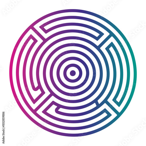 Colorful circular maze design with concentric patterns created on a white background