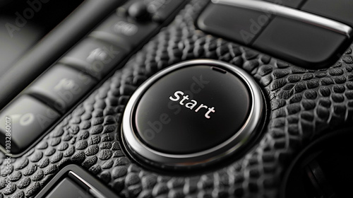Car push start stop button inside modern technology car.electric, hybrid vehicle