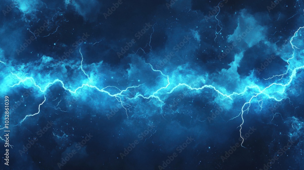 Realistic thunder light and blue smoke cloud bottom frame. Mysterious lightning glow border wide panoramic element. Realistic thunder light and blue smoke cloud bottom frame. Mysterious lightning glow border wide panoramic element.