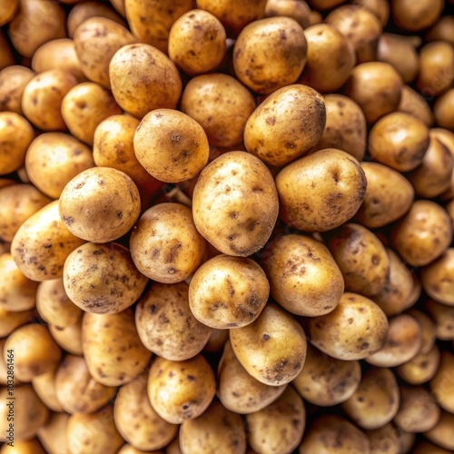 A close view of fresh, raw potatoes gathered in a natural setting. Generative AI