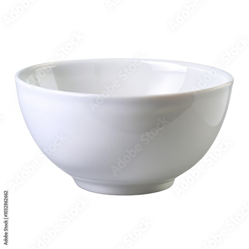 White ceramic bowl on standard scale isolated with a bright white background. Generative AI