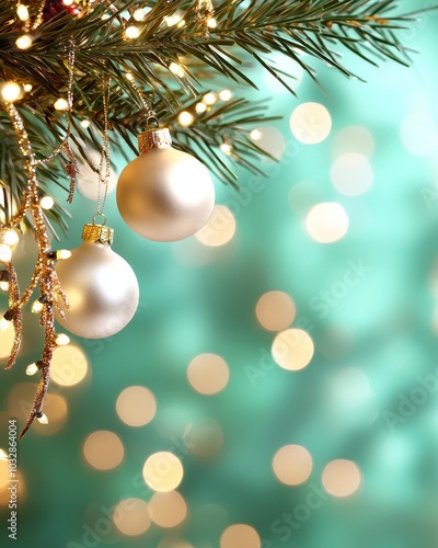 Wallpaper Mural Merry Christmas decorations with green background, mockup with Christmas greetings Torontodigital.ca