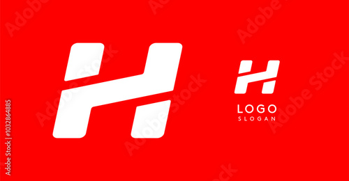 Bold angular letter H, geometric cutouts, minimalist sporty style, dynamic corporate identity, athletic and automotive logo, strong typographic design. Vector typeset