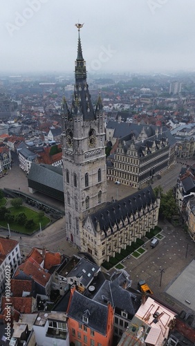 drone photo belgium church europe