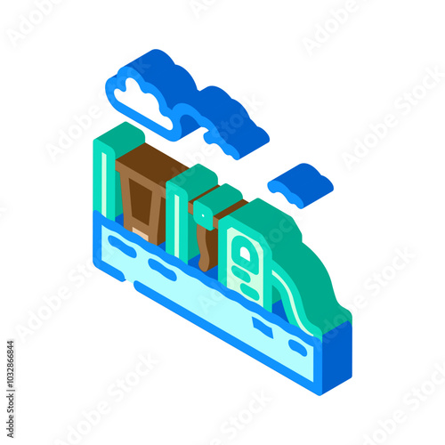 flooded park disaster isometric icon vector. flooded park disaster sign. isolated symbol illustration