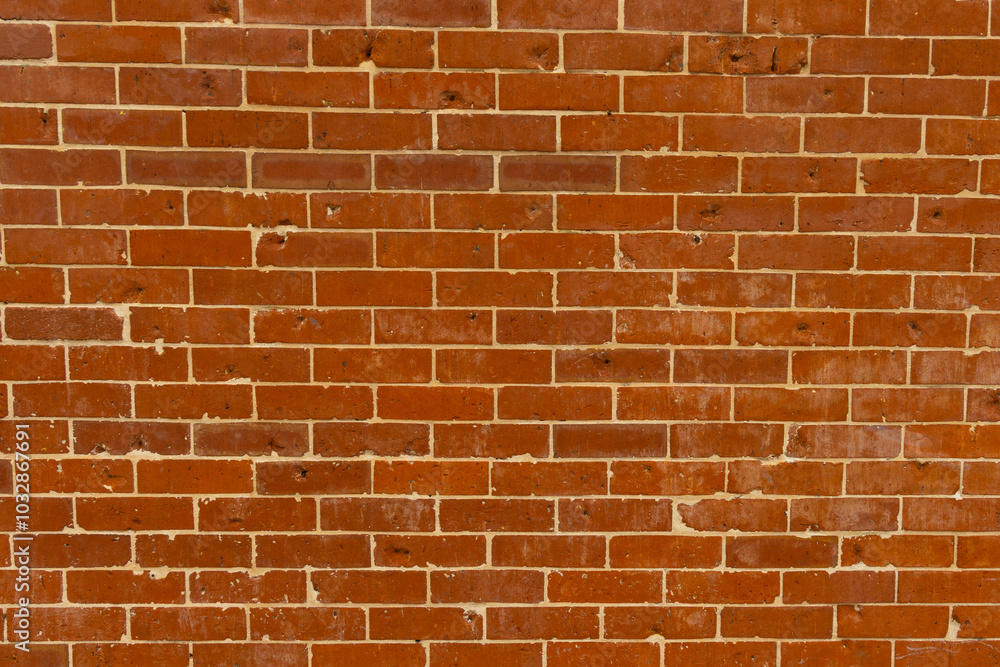 Red brick background that has pattern full copy space. Full frame Red brick background that has grey paint repair pattern for full copy space Red brick background that has pattern full copy space. Full frame Red brick background that has grey paint repair pattern for full copy space