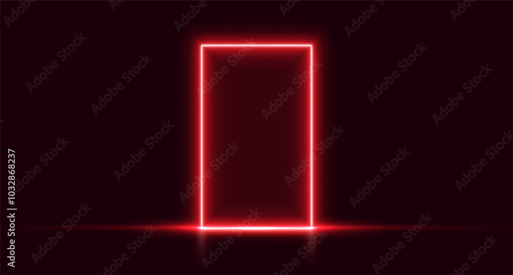 Neon door, red glowing portal, futuristic arch, magic gate background. Vector illustration. Neon door, red glowing portal, futuristic arch, magic gate background. Vector illustration.