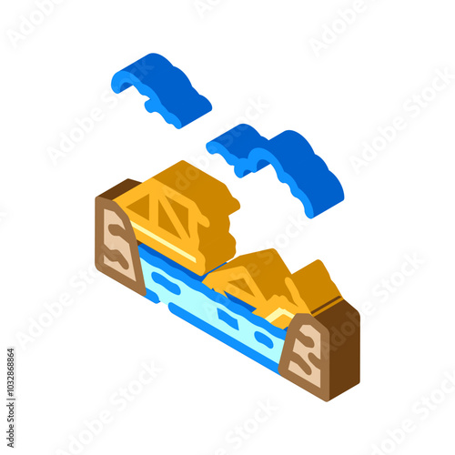 flooded bridge disaster isometric icon vector. flooded bridge disaster sign. isolated symbol illustration