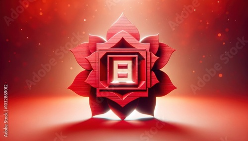 Swadhisthana Chakra Symbol on Red Background photo