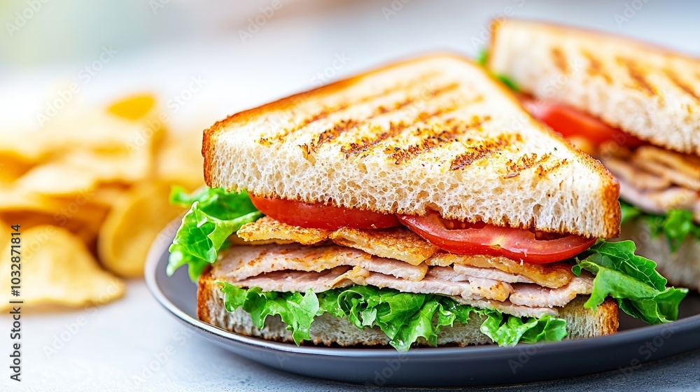 A delicious sandwich on a plate. A delicious sandwich on a plate.