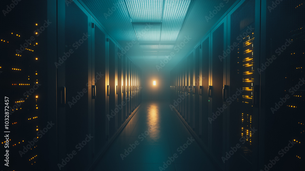 Fototapeta premium abstract innovative cyber security network, using interconnected nodes to represent business partnerships on the Smart digital Innovation city with connection network reciprocity over the smart city
