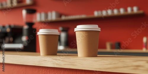 Two Coffee Cups on Counter