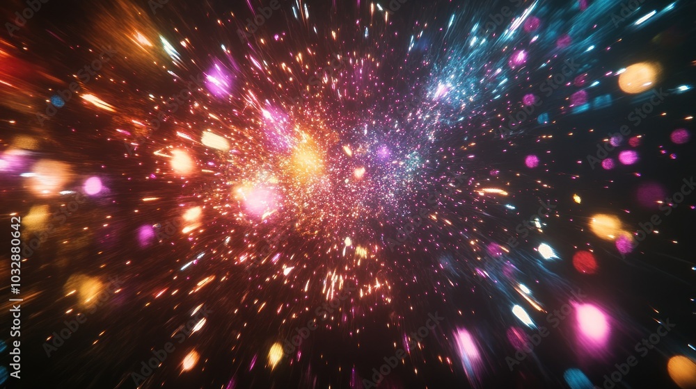 Fototapeta premium Brightly colored fireworks burst in the night sky creating a vibrant atmosphere filled with joy and celebration marking the festive occasion of Diwali