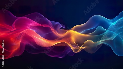 Abstract colorful waves on a dark background