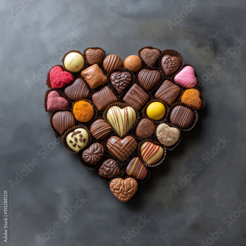 Elegant Heart-Shaped Chocolate Selection