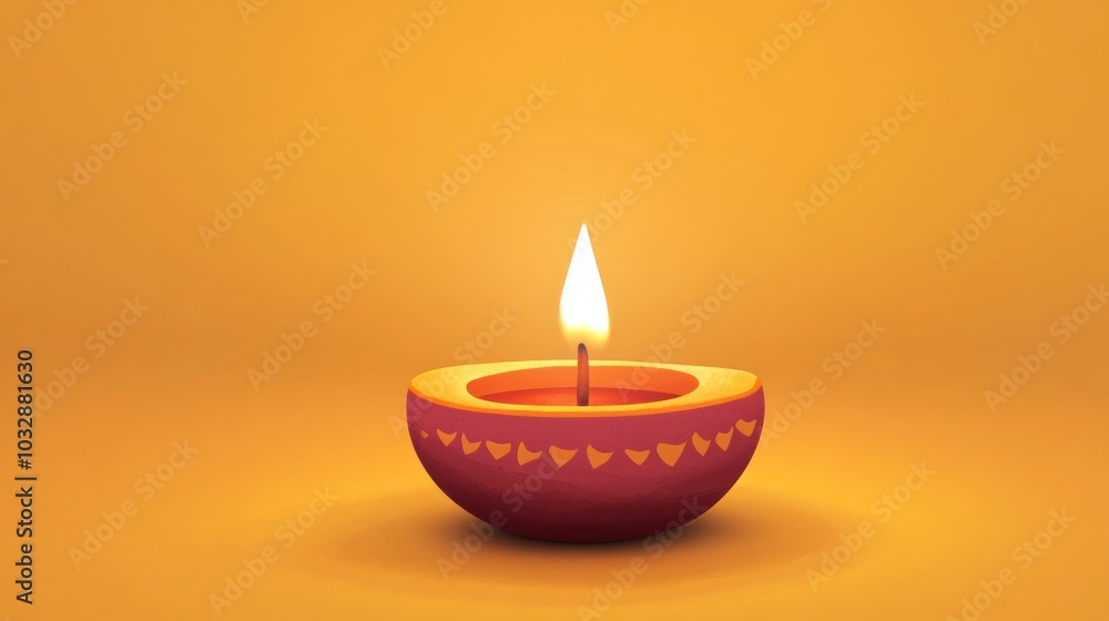 A beautifully designed diya illuminates a warm yellow background capturing the essence of Diwali. This illustration conveys light joy and the spirit of celebration during the festive season A beautifully designed diya illuminates a warm yellow background capturing the essence of Diwali. This illustration conveys light joy and the spirit of celebration during the festive season