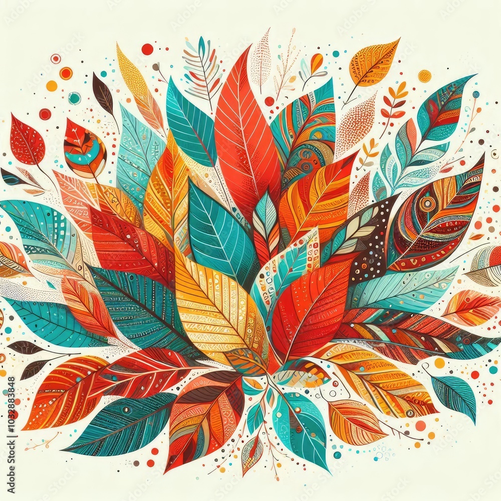 vibrant autumn-themed illustration featuring an array of colorful leaves in shades of red, orange, yellow, and turquoise, layered over a light background. vibrant autumn-themed illustration featuring an array of colorful leaves in shades of red, orange, yellow, and turquoise, layered over a light background.