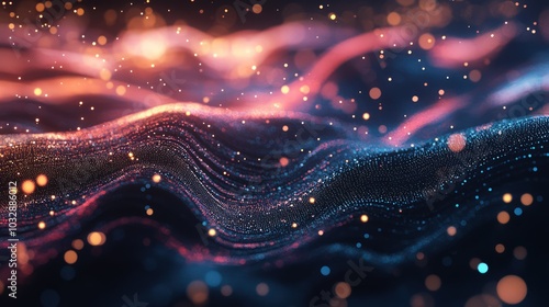 3D abstract particles with futuristic bokeh effect for technology background