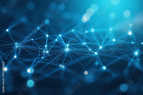 Abstract futuristic network connection on blue background for tech innovation
