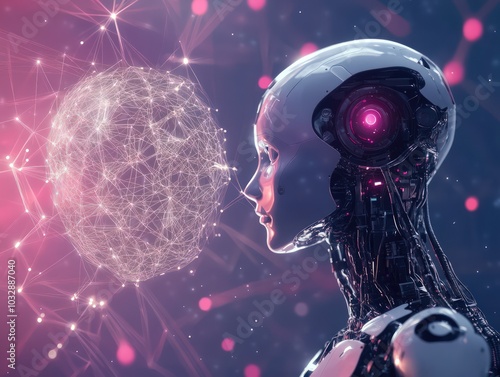 AI and robot collaborate on big data brain network for futuristic technology