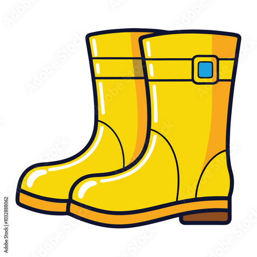 rubber boots with yellow boots