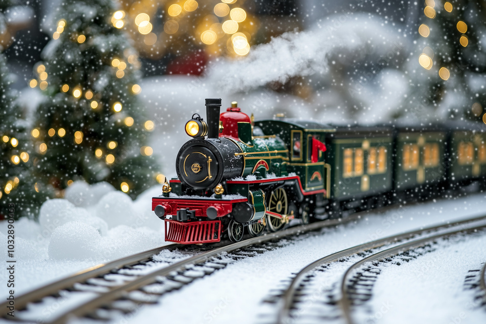 Toys steam train in winter Toys steam train in winter