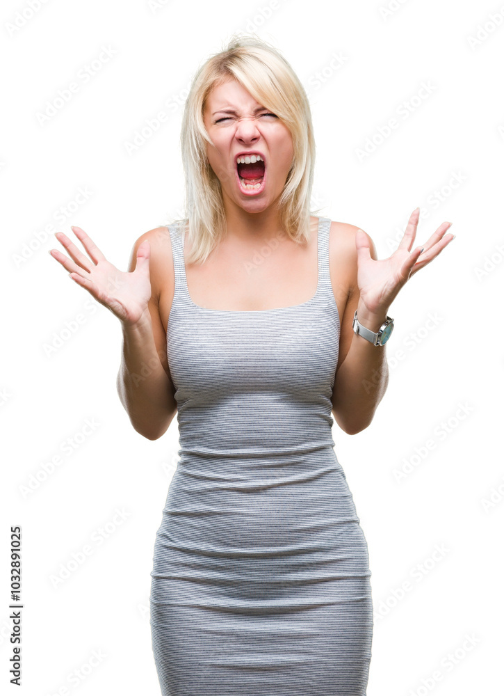 Φωτογραφία Young beautiful blonde woman over isolated background crazy and mad shouting and yelling with aggressive expression and arms raised