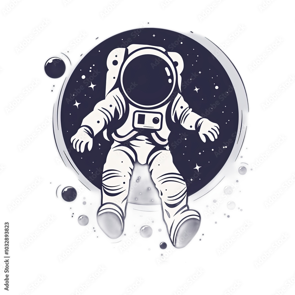 Astronaut Floating in Space Graphic Design Astronaut Floating in Space Graphic Design