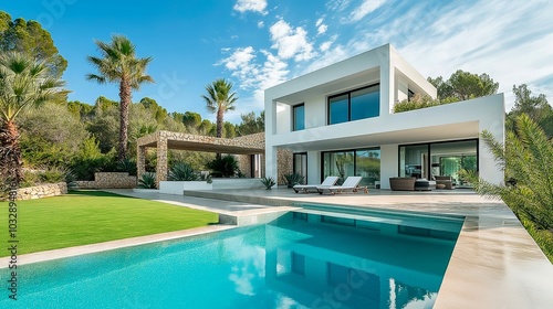 modern luxury villa with pool