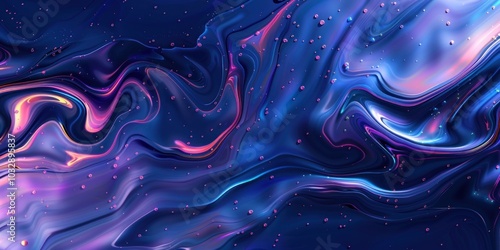 This abstract background features captivating liquid flows in vibrant colors creating a smooth and dynamic texture. There is ample copy space for text or design elements