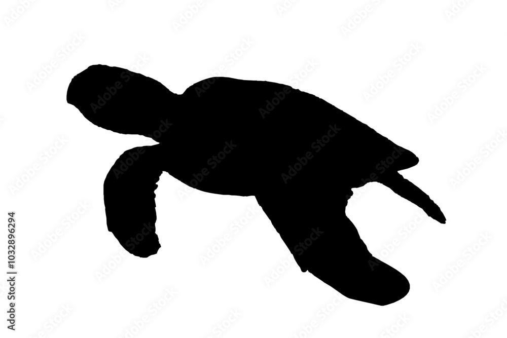 Obraz premium Black cute turtle silhouette vector illustration