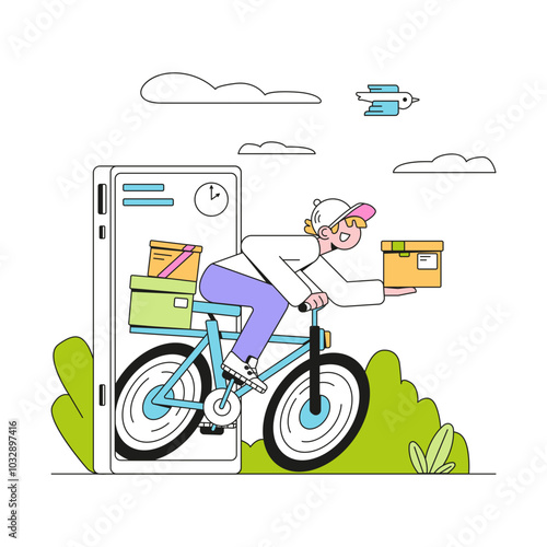 Male Courier In A Hurry To Drop Off A Purchase